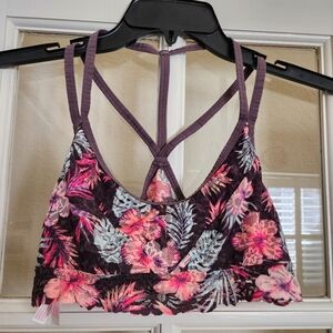 Victoria’s Secret PINK Floral Lace Strappy Bralette Medium Tropical Print
